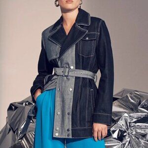 sass & bide "Want You Back" Trench Jacket Sz6/8 Dark Indigo Grey